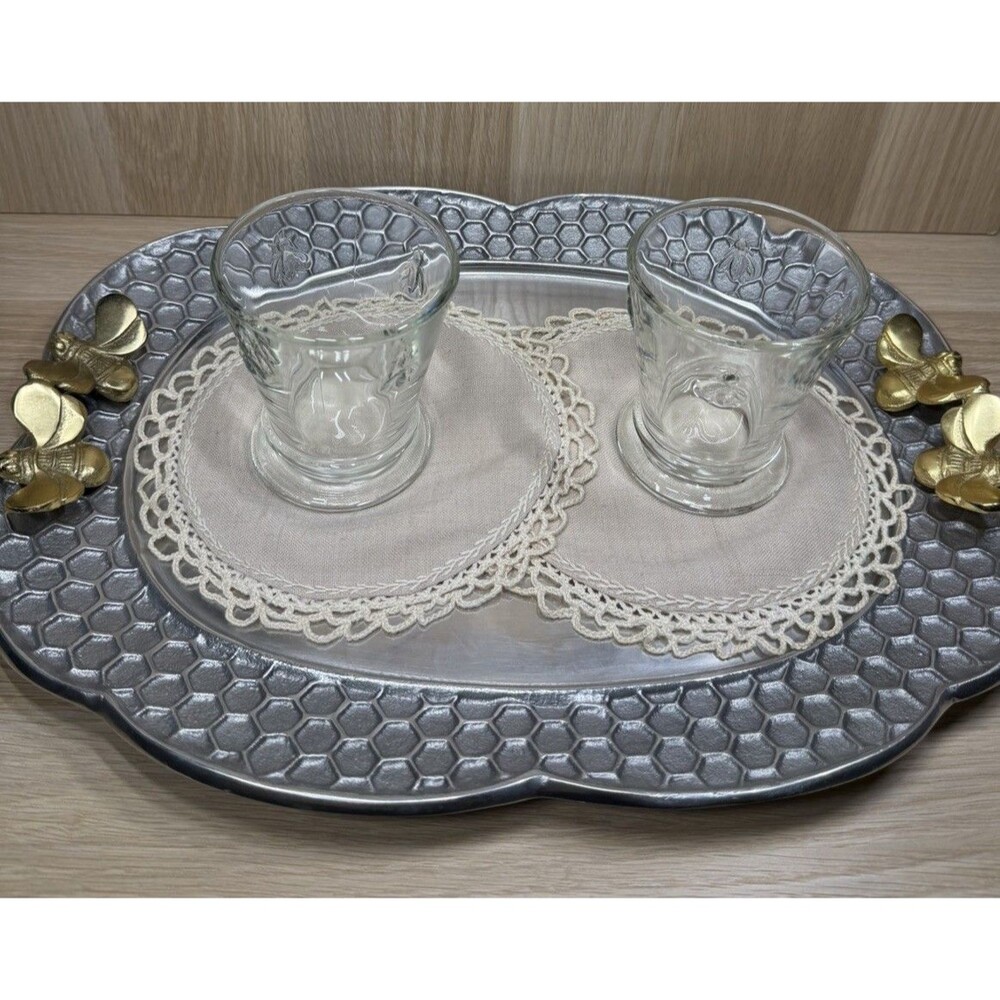 La Rochere Set Of 2 Paris Musees Napoleon Bees Glass Tumblers 4"